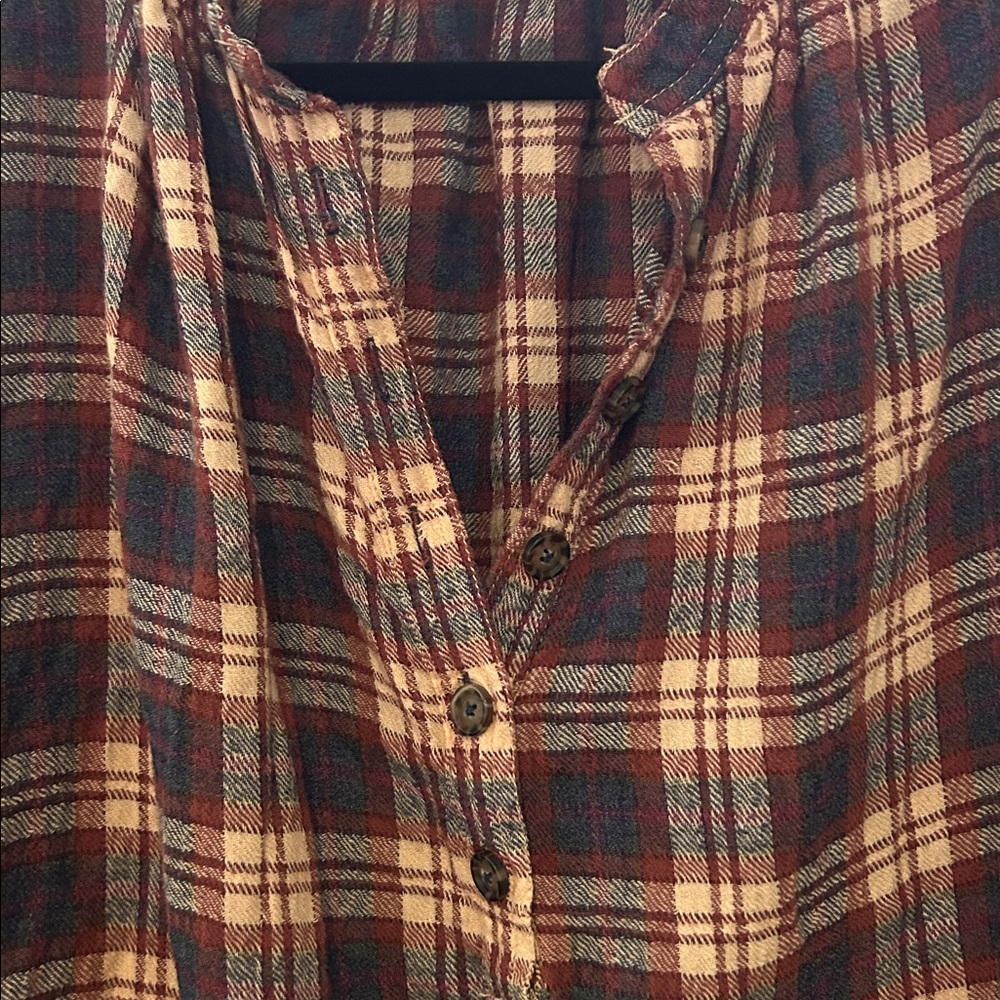 Free People Half Button Oversized Flannel size small - Picture 2 of 2